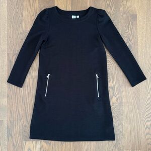 GAP A-Line Long-Sleeved Jersey-Blend Dress in Black XS